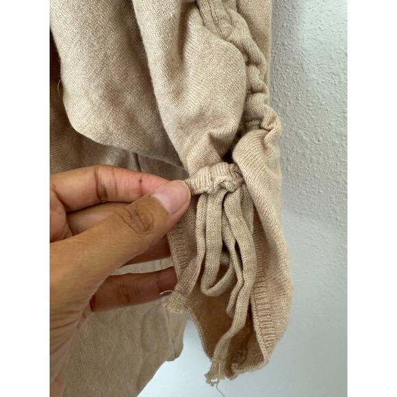 Max Studio Wheat Knit Sweater S NWT $98 Rayon Blend Ruched Sleeve - Picture 3 of 7